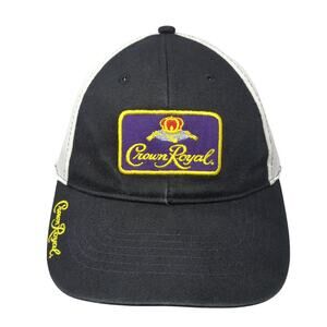 Crown Royal Strapback Baseball Cap Black OS Adjustable Embroidered Tangerine